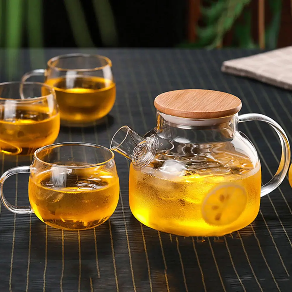 1000ML Heat Resistant Glass Teapot Clear Kettle Flower Puer Tea Infuser Pot Borosilicate Glass Water Jug Home Flower Tea Pot