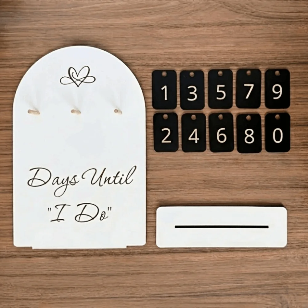 Wooden Display Wedding Countdown Sign Number Block Countdown Display Wooden Desktop Ornament Desktop Ornament Bohemian Design