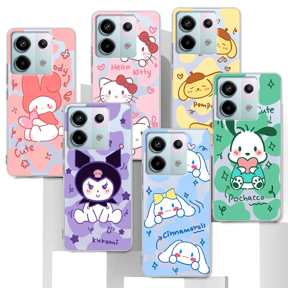 Cinnamoroll Melody Case for Xiaomi Redmi Note 13 10 10S 9 11E 12 11 Pro Plus 11S 12S 11T 8 9S Cute Transparent TPU Phone Cover