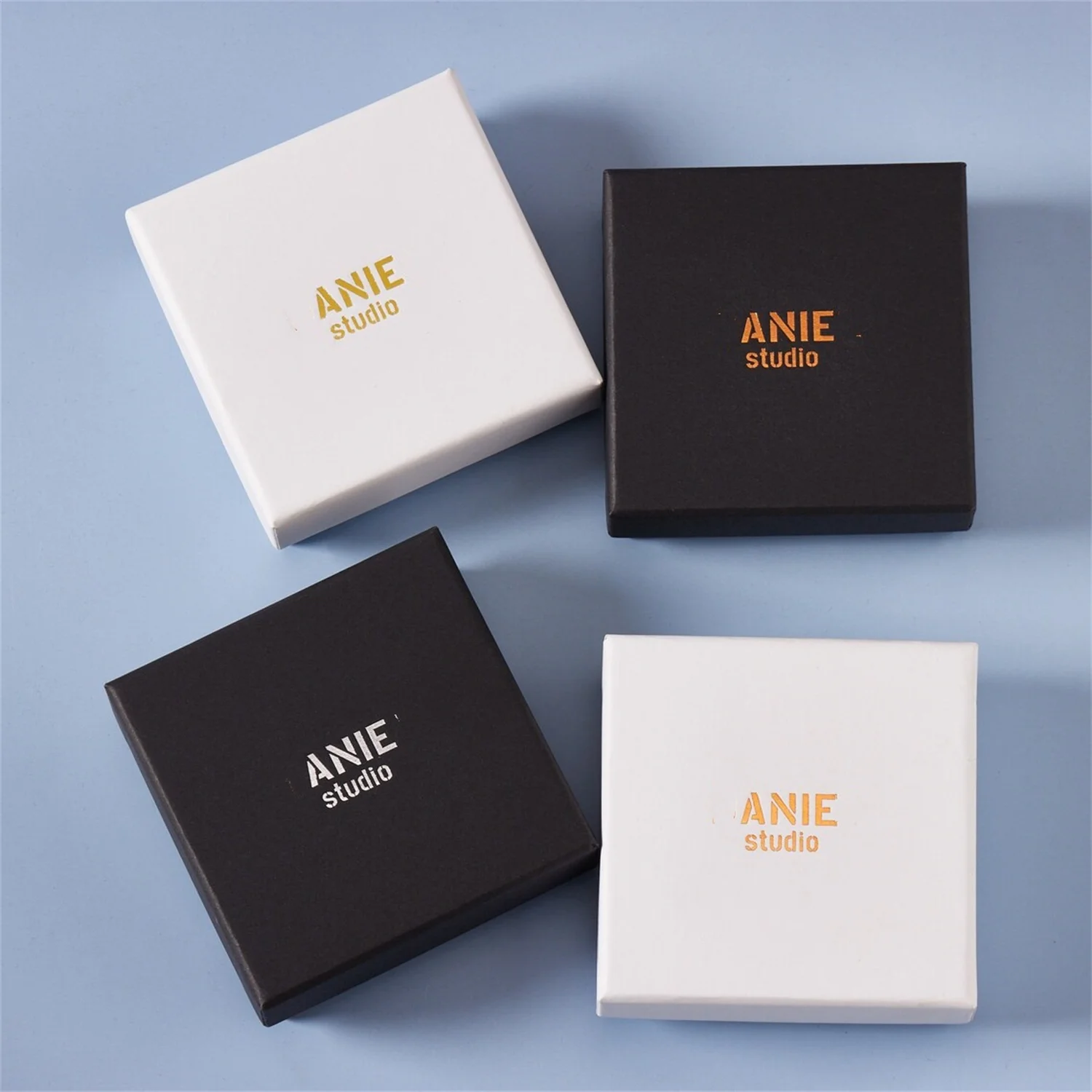 

50pcs lib&base jewelry box custom personalized logo chic small packaging cardboard paper box sponges for necklace earring ring