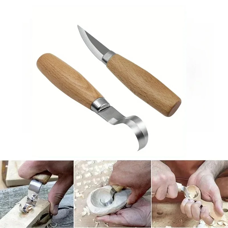 Wood Carving Knife Chisel Hook Carving Tools,Ergonomic Woodworking Spoon Durable Crooked Beginners Sculptural Professional