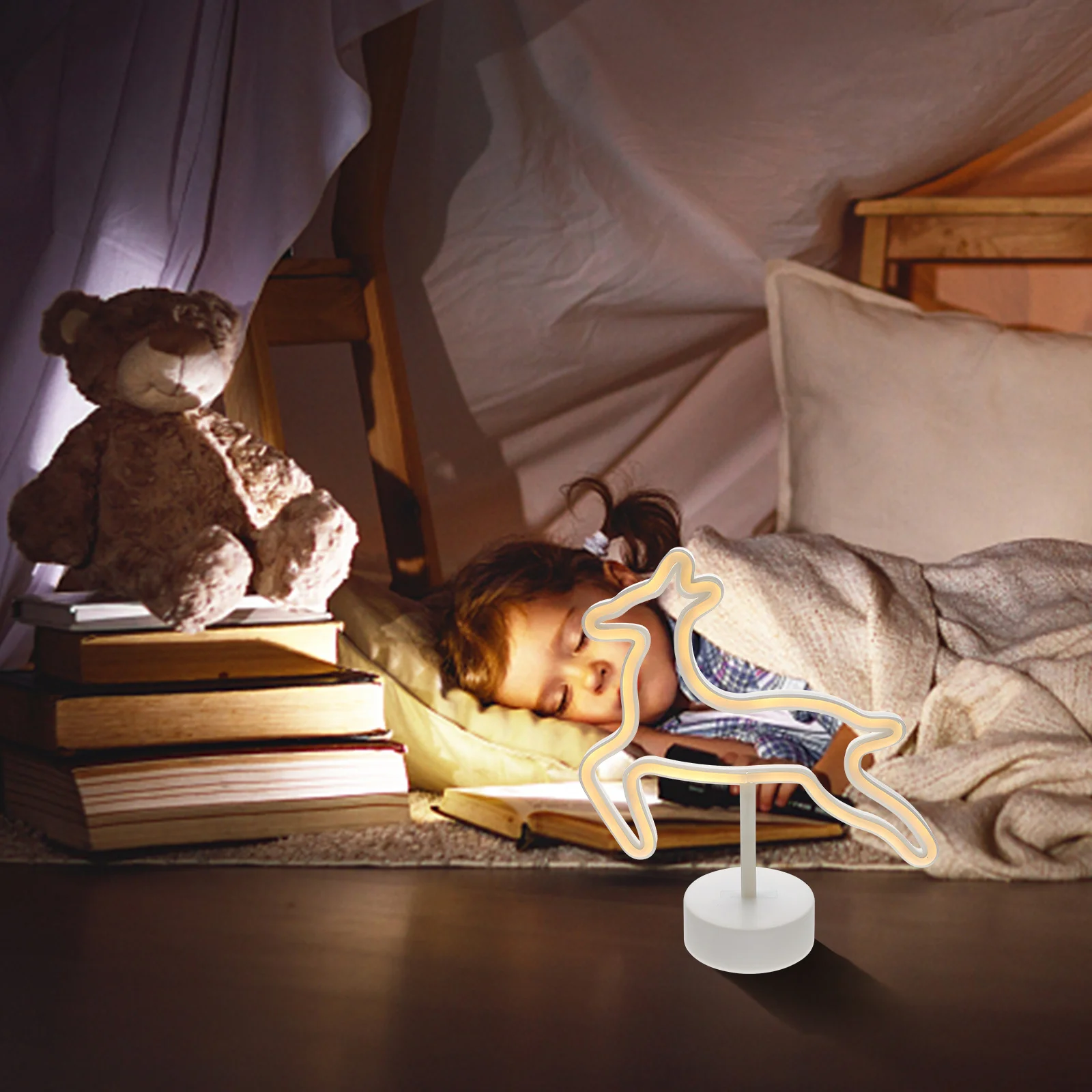 1 قطعة على شكل غزال مصباح ليد لغرفة النوم غرفة المعيشة عيد الميلاد تزلف النمذجة مصباح حفلة مصباح ليد إضاءة ديكوريّة المنزل الطرف