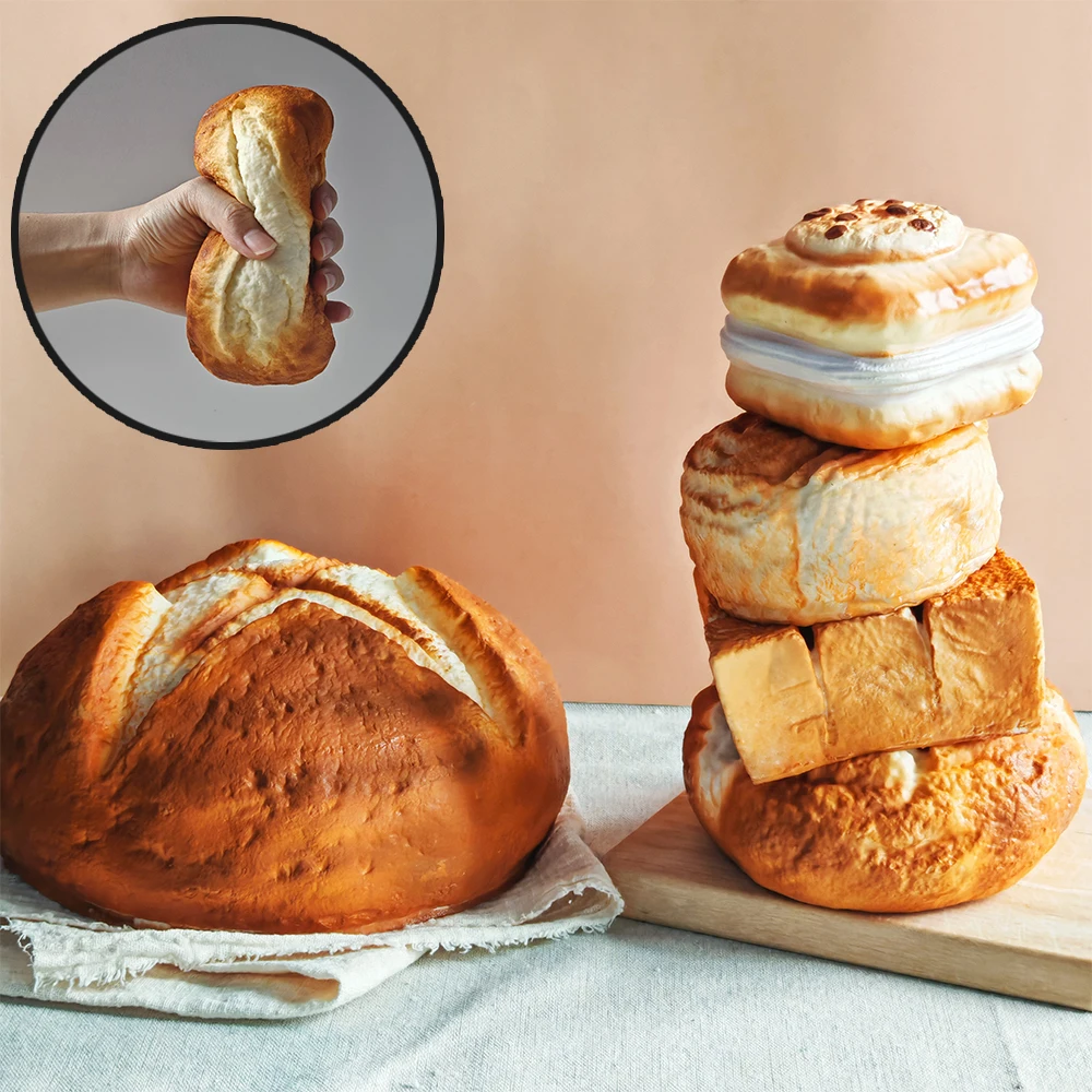 Bread Stress Balls Autism Sensory Toys Stress Anxiety Relief Fidget Toys Dough Water Ball Simulation Toast Gifts for Adults Kids