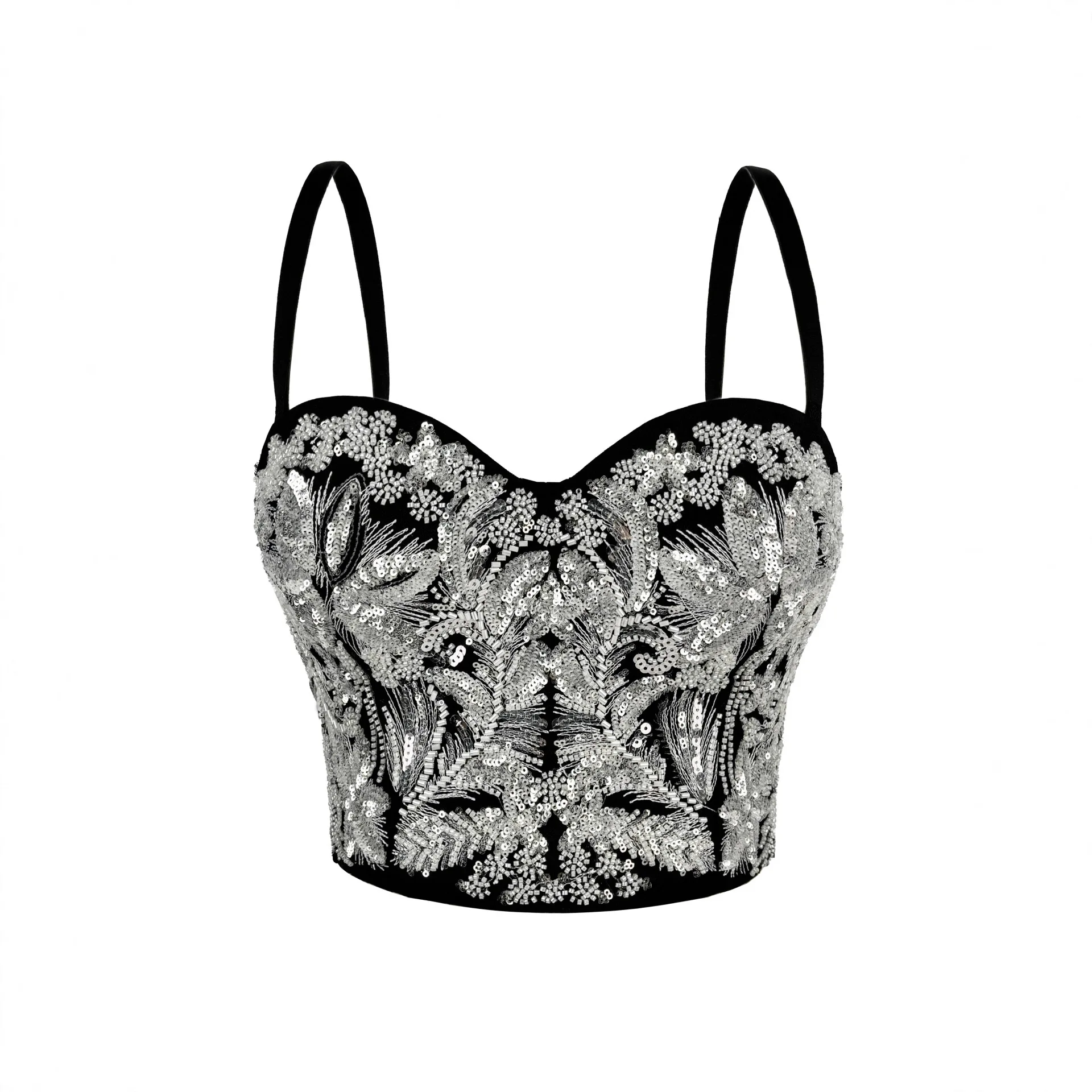 Vintage Embroidery Beaded Corset with Sequins, Retro Bustier Top for Stage Performance, Y2K Fashion Outerwear Corset Underbust