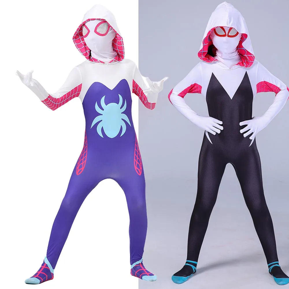 

Spiderman Gwen Jumpsuit Costumes Cosplay Superhero Gwynne Bodysuit Accessories Halloween Carnival Dress Up Party Costume Gifts