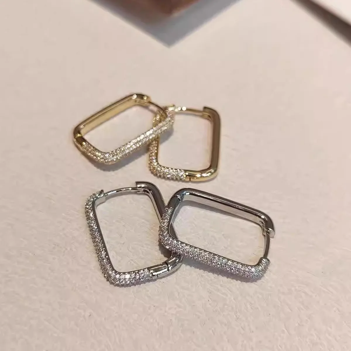 

Square earrings women's geometric earrings rectangular ring buckle earrings niche high-end sense versatile design sense n