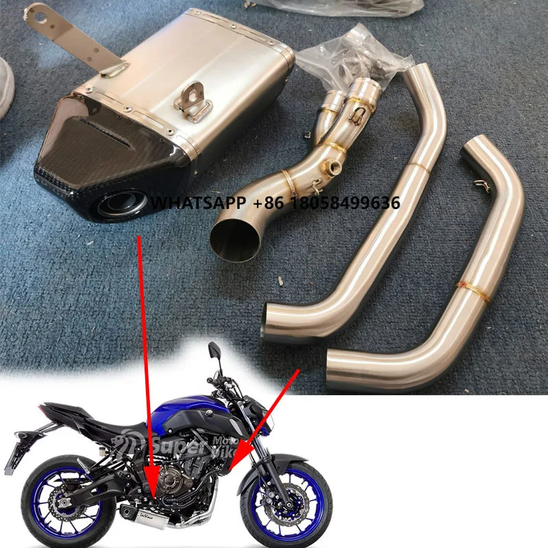 

MT07 FZ07 Motorcycle Exhaust Muffler Full System Modified Carbon Fiber Link Header Pipe With Muffler DB Killer for MT07