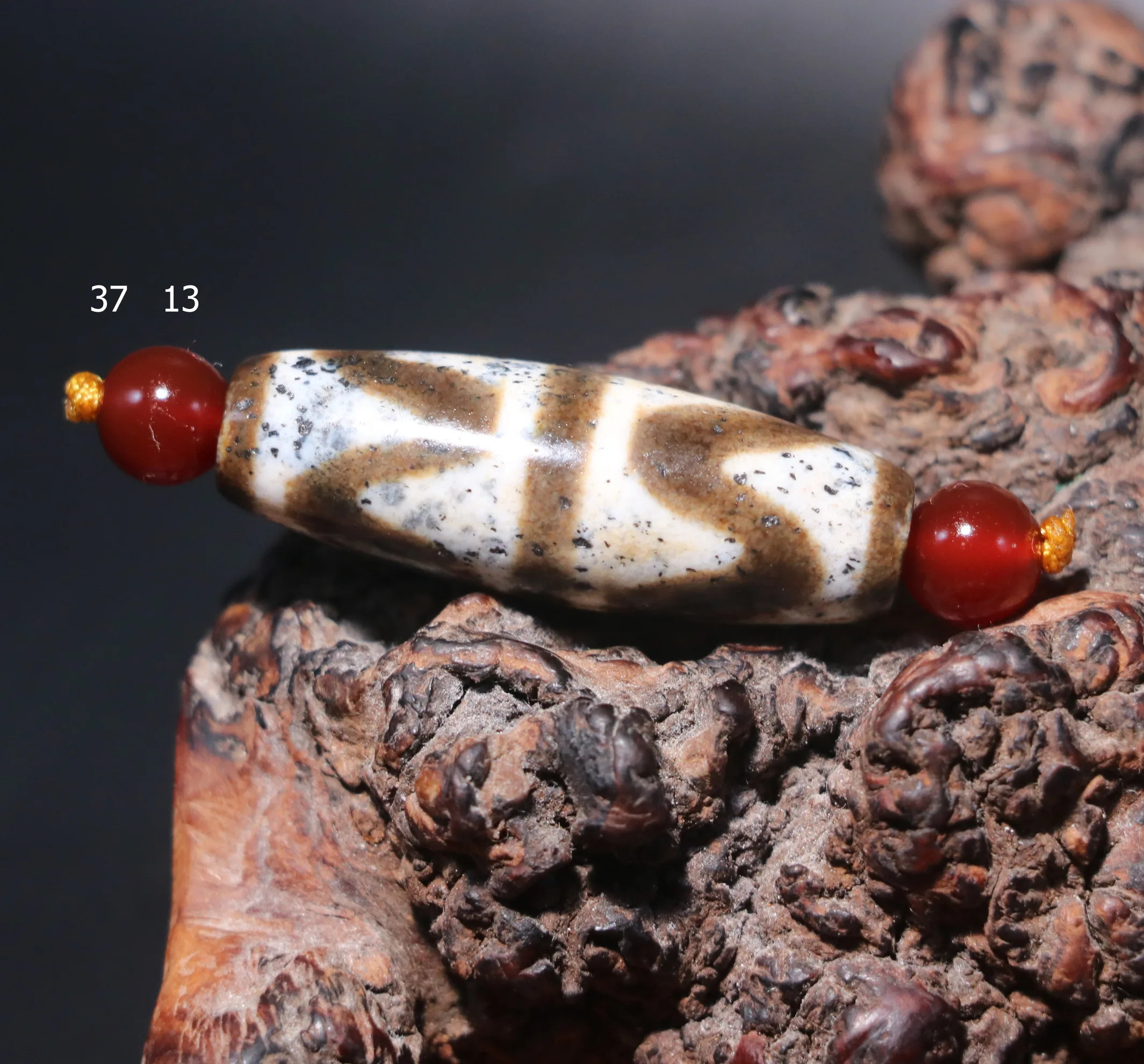 A Magic Power Energy Tibetan Old Agate Double Tiger Tooth dZi Bead Amulet Fit For Bracelet Talisman Treasure Timestown Top