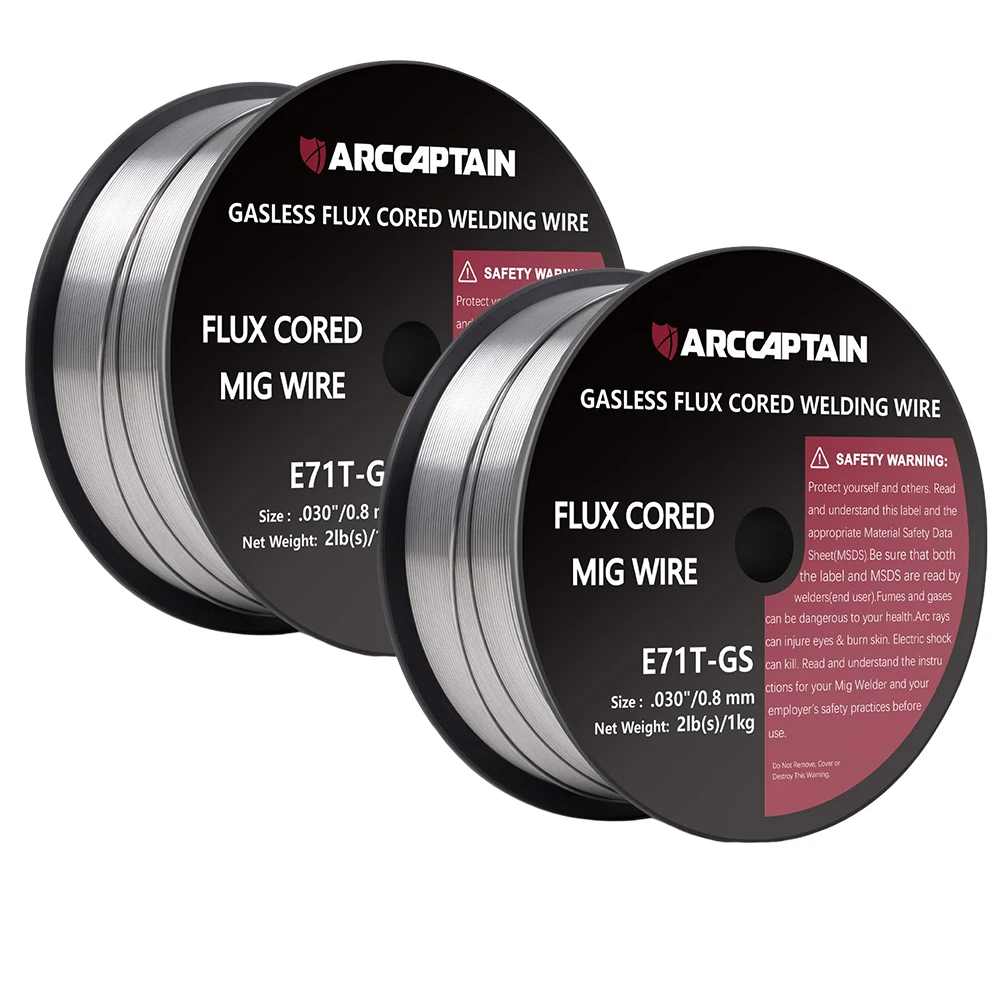 ARCCAPTAIN Welding Wire Flux Core Without Gas 0.8mm 2KG Self-Shielding Carbon Steel E71T-GS MIG Welder Accessories For Soldering