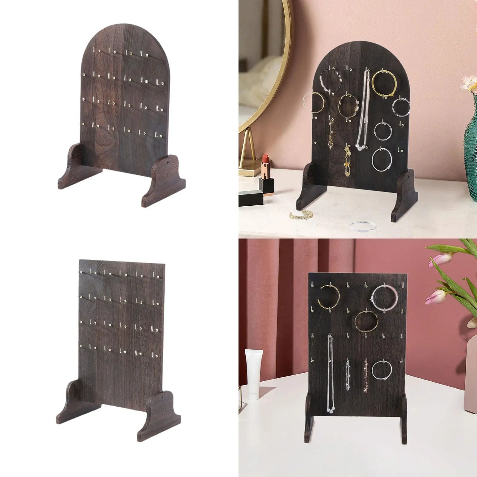 

Wooden Jewelry Storage Stand Earring Display Stand Jewelry Shelf Decorative Display Stand for Dresser Home Organization Rings