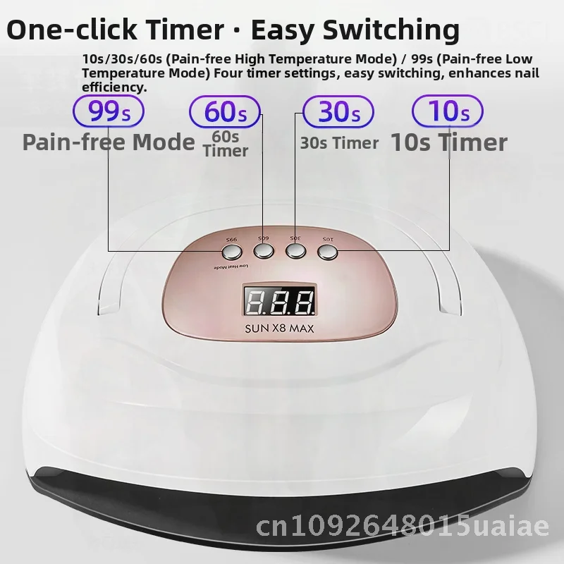 Lampe à ongles de photothérapie manuelle X8 MAX, haute puissance 220W, lampe UV Non noire pour manucure, équipement spécial de soins de beauté transfrontaliers