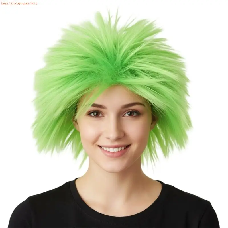 F92D 80s Themed Green Spikes Hairpiece Practical Easy Care Synthetic Fiber For Halloween Costume Enthusiasts