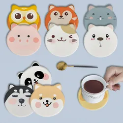 Cute Animal Coaster Diatomite Circular Water Cup Mat Heat-insulating Anti Slip Wine Glass Coasters Home Restaurants and Bars