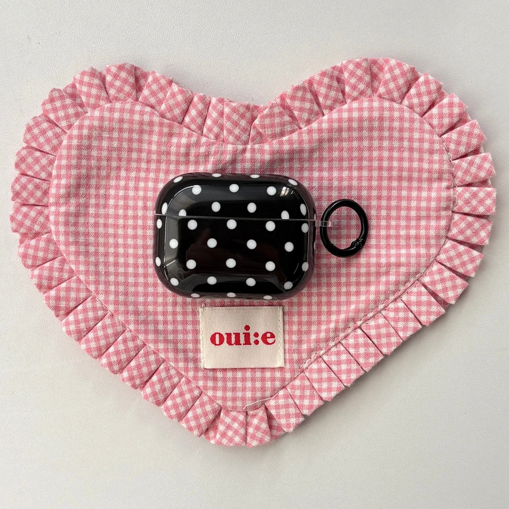 Fresh Simple Black Background White Wave Point With Hook Shock Proof Earphone Cover Case for AirPods 1 or 2 3 4 Pro 2 Pro 3