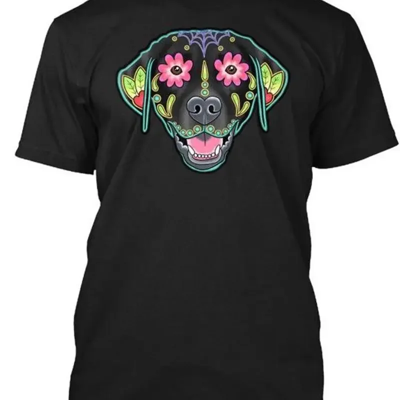 Labrador Retriever In Black Day Of The Dead Lab Sugar T Shirt Made Usa S 5Xl