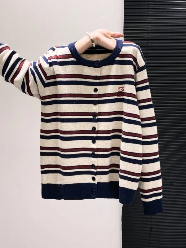 

Loose Striped Embroidered Knitwear Oversize 300 Pou Men Women Autumn Winter Lazy Sle Top Ins Large Size Design Sense