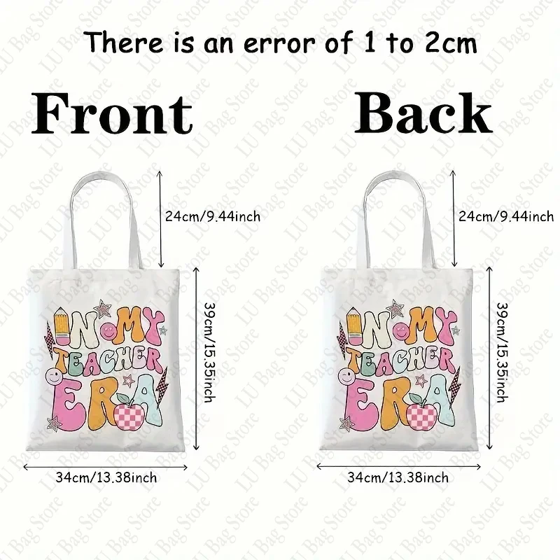 In My Teacher Era Tote Bag Perfect for Shopping Casual Canvas Shoulder Bags Christmas Birthday Gifts Back To School Bags