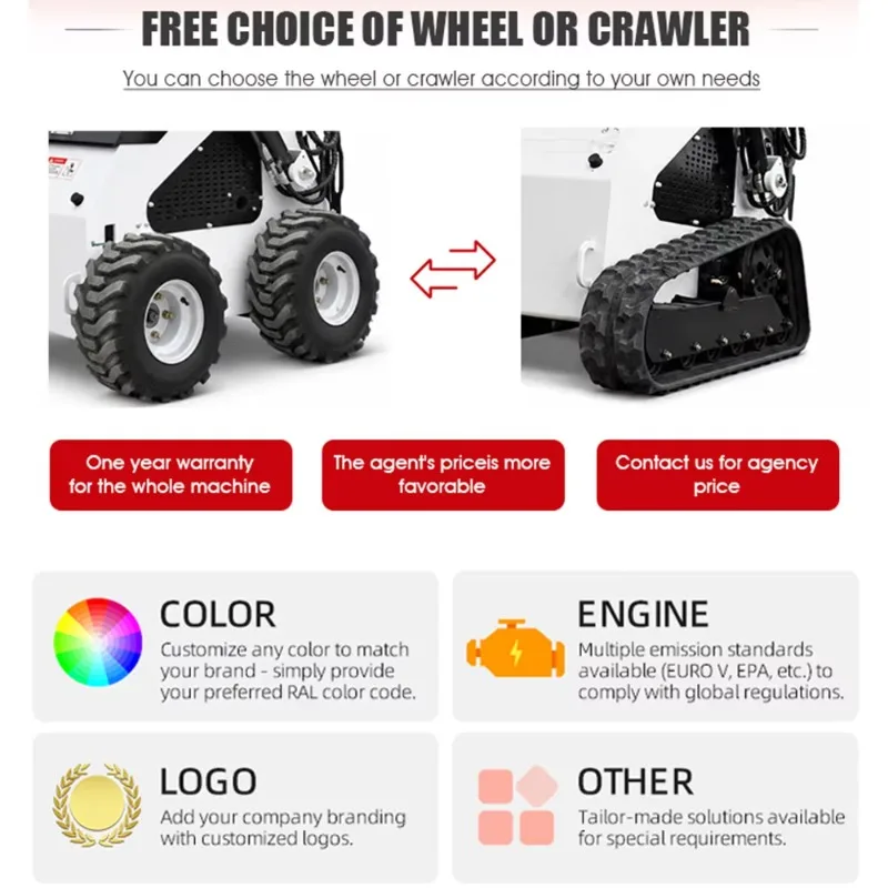 Free Shipping Dingo Small Track Loader with Flail Mower Mini Loader Skid Steer with Attachment