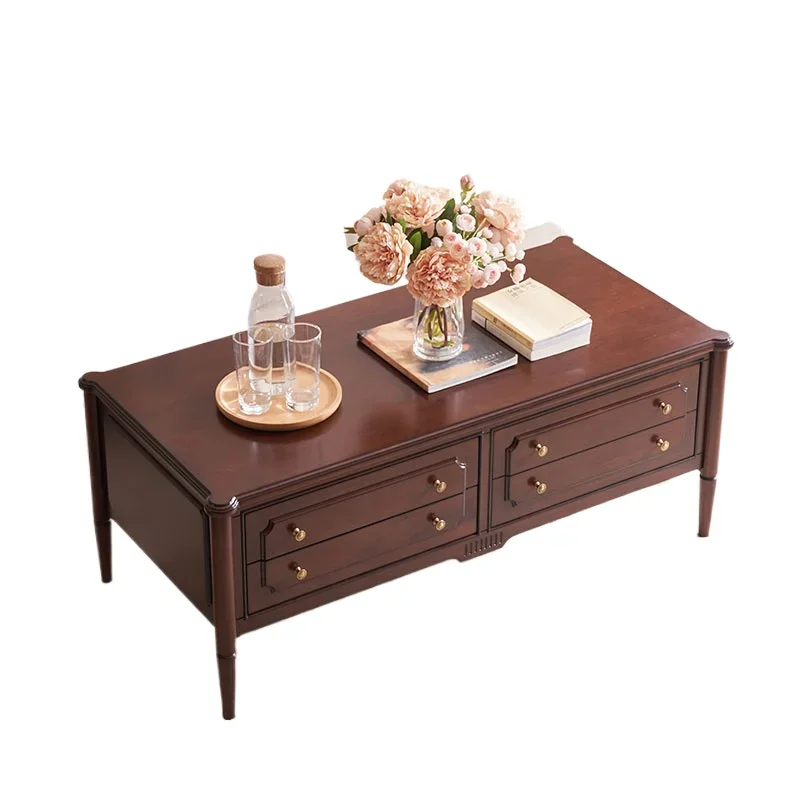 Retro American solid wood Emmy coffee table simple tea table TV cabinet combination living room drawer coffee