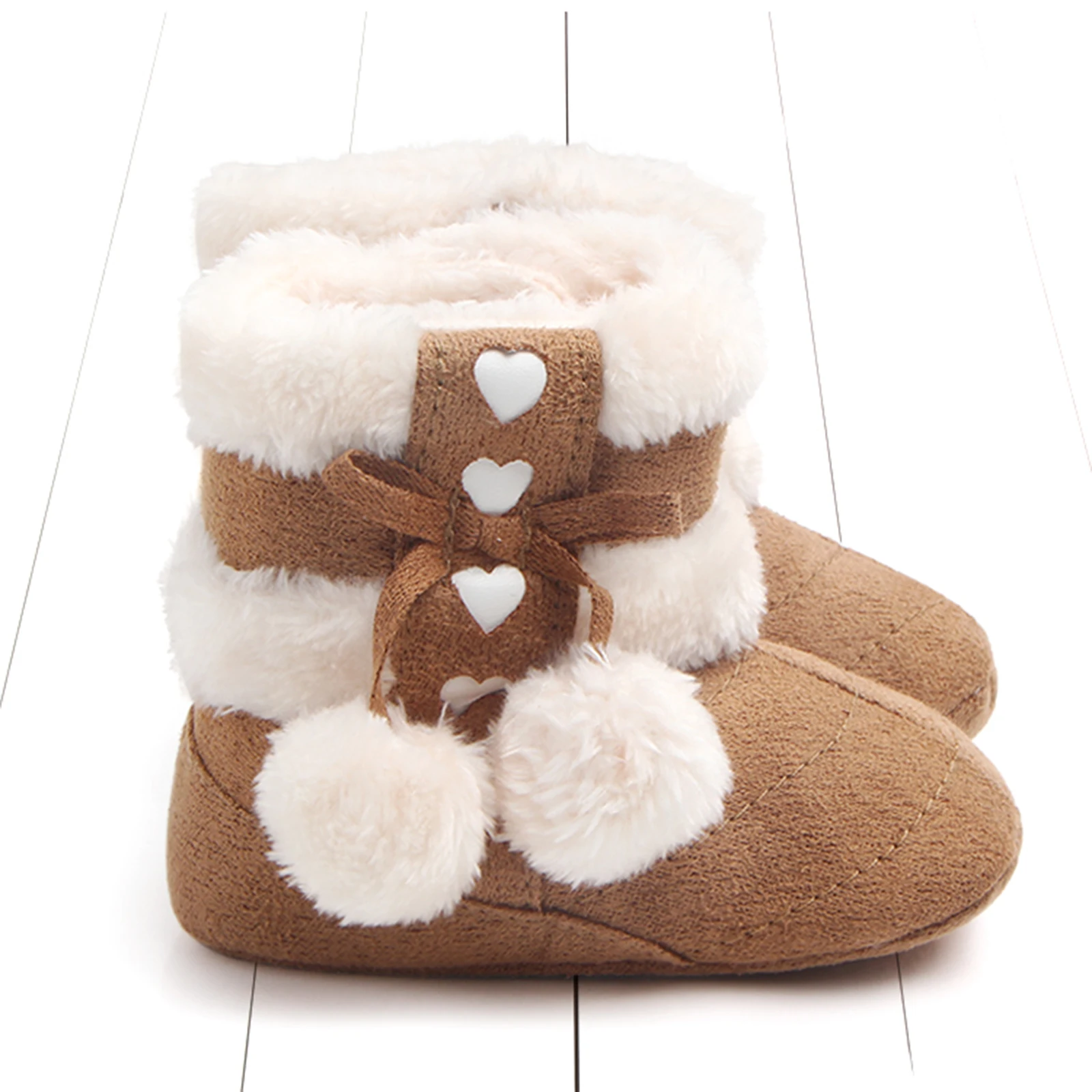 Stivali invernali per neonate stivali invernali con fiocco carino scarpe da neve con pompon di peluche scarpe da passeggio per bambini caldi per neonati