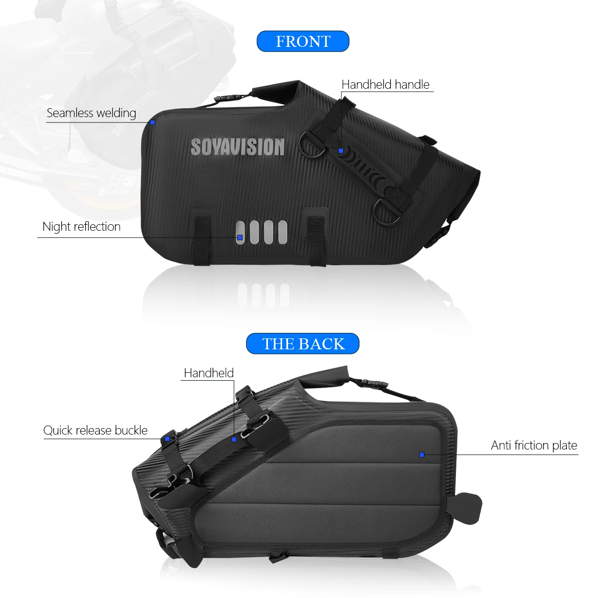 Motorcycle Bag Outdoor Dry Bag Waterproof 18L 28L 48L Shoulder Bag, Diving, Swimming, Hiking Driving Travel Tail Bag Waterproof