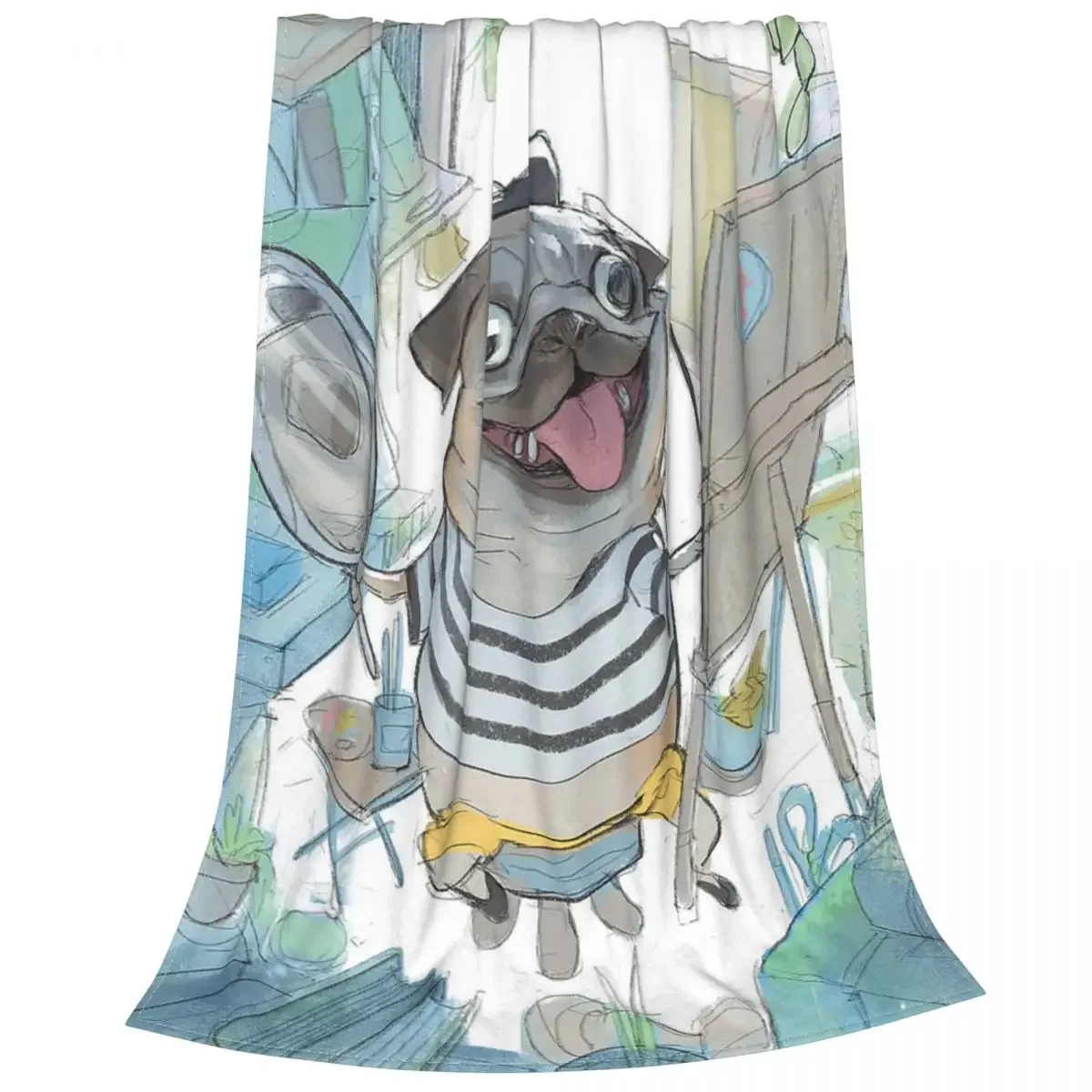 Bulldog Animal Blanket Shark Tiger Owl Elephant Sloth Flannel All Season Cute Dog Soft Throw Blanket for Bedding Couch Rug Piece