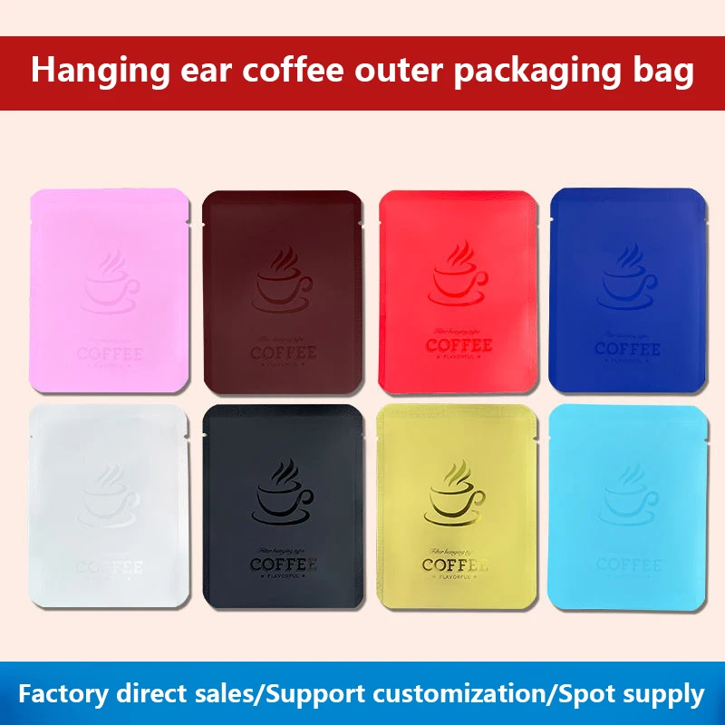 JinSen Colored Kraft Paper Aluminum Foil Bag For Drip Coffee Bag, Customized Outer Packaging Bag For Hand Brewed Coffee Powder