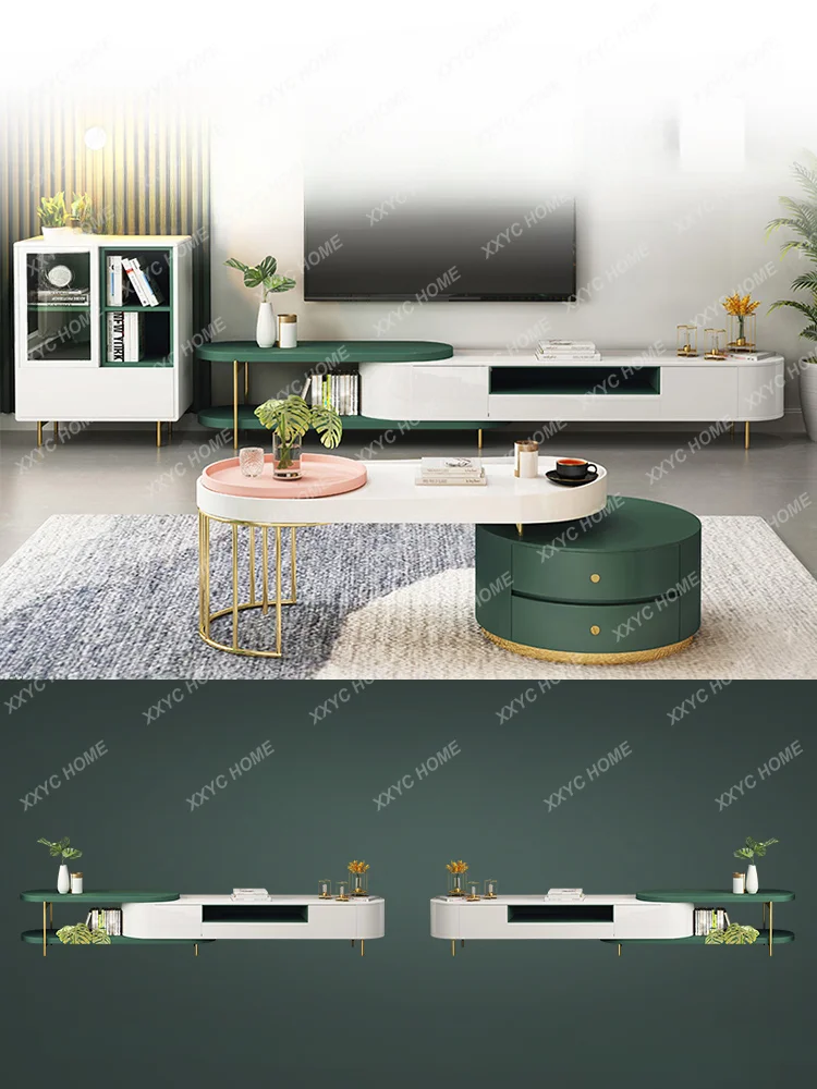 Nordic Light Luxury round Tea Table TV Cabinet Unit Modern Minimalist Creative Living Room Small Apartment Coffee Table Multi