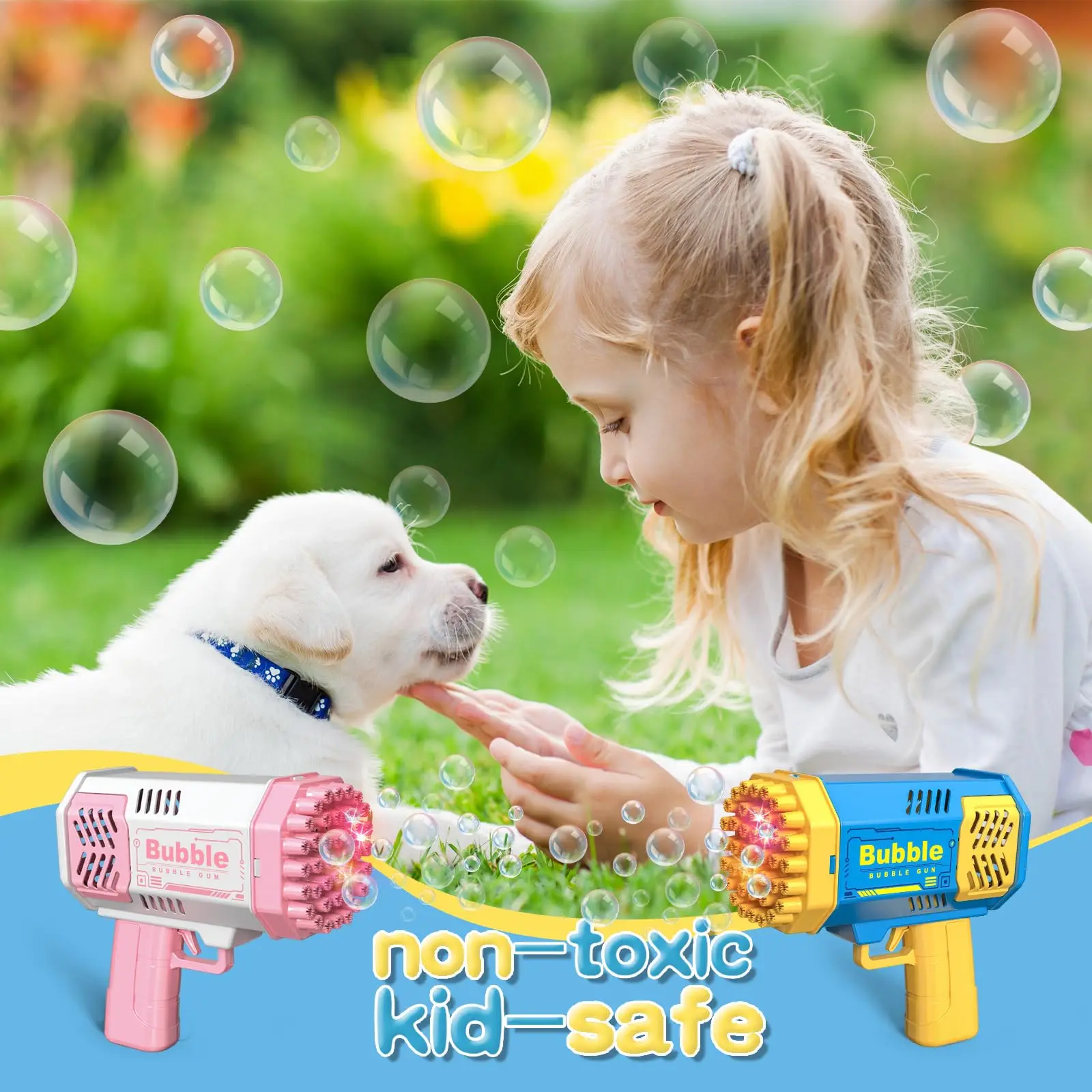 ماكينة صنع الفقاعات المضيئة ذات 40 فتحة مع حل فقاعات 50 مل للأطفال ألعاب هدايا أعياد الميلاد