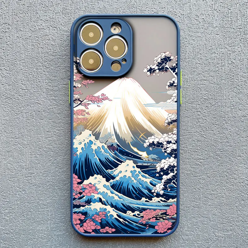 Japanische Mount Fuji Landschafts-Wellen-Handyhülle für iPhone 17 16 14 13 12 11 15 Pro Max Mini XR XS X 16 15 14 Plus Rückseite – Detail 11
