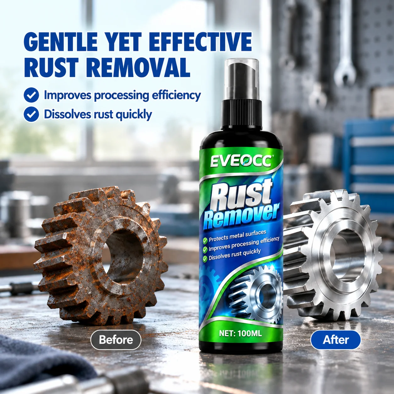 EVEOCC Anti Rust Spray Rust Remover Protect Metal Surface Improve Processing Efficiency 100ml