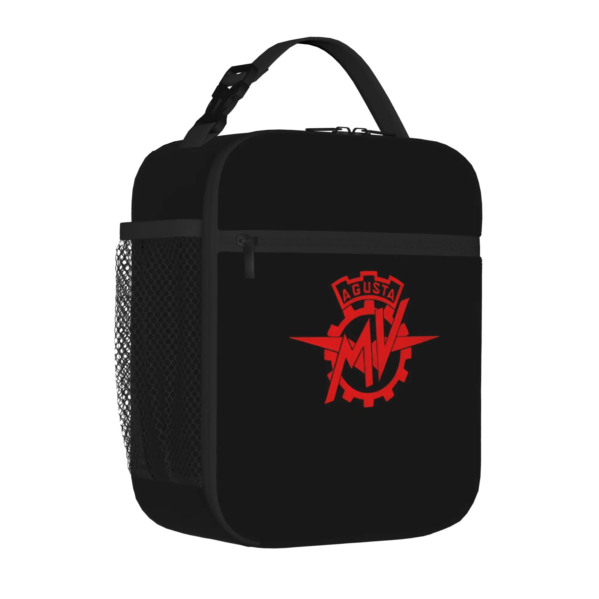 1 Piece Portable Lunch Container Classic Motorcyclist Graphic Zipper Closure Durable Pocket MV Agusta For Lunch Box Bag