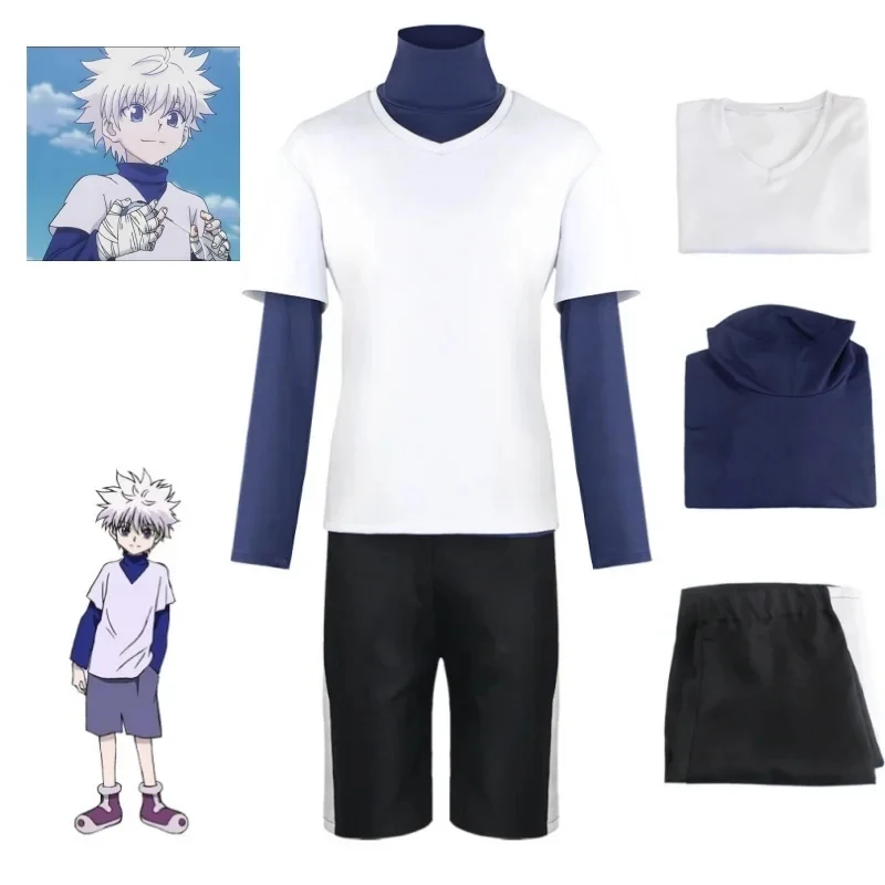 

ABC123Adult Anime Hunter Killua Zoldyck Cosplay Costume Number Halloween Christmas Party Suit Shirt Tshirt White Wig forx,3;b'2.