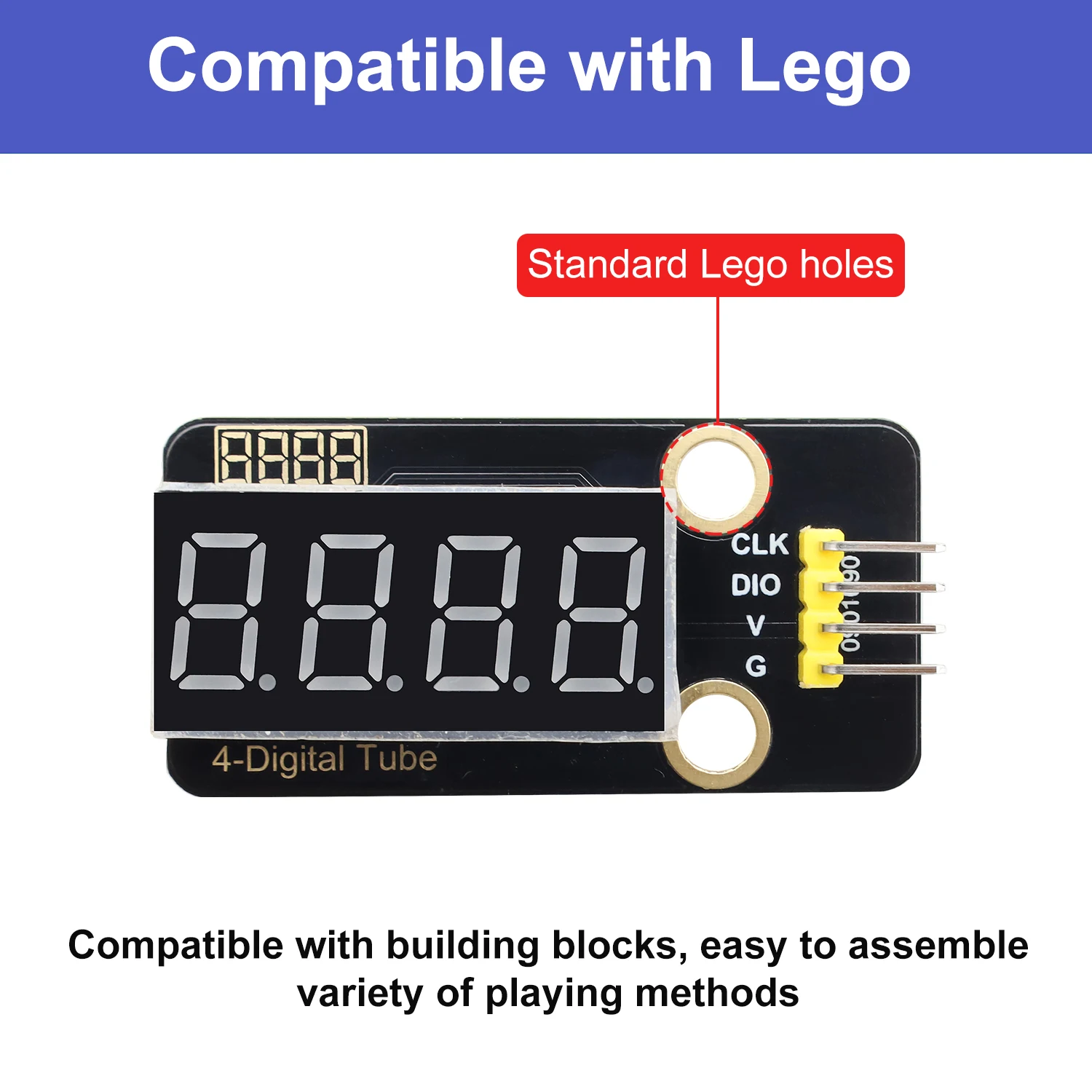 TM1650 4-digit Digital Tube DIY Electronic Building Blocks Compatible with Arduino/Raspberry Pi/Lego Use Digital Display Scene