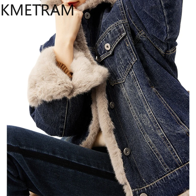 

KMETRAM 100% Cotton Jackets High Quality New in Outerwear Faux Shearling Jacket Winter Clothes Women 2024 Chaquetas Para Mujer