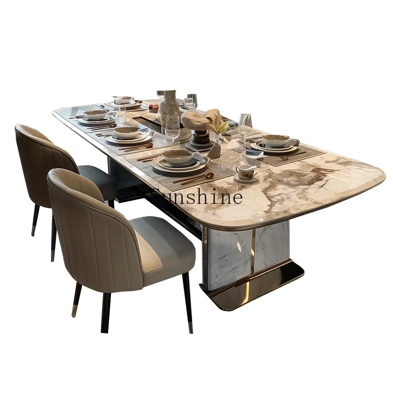 Supercrystalline stone modern large-sized guest dining room household high-end dining table 2 meters  FT