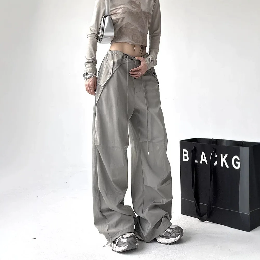 Summer American Loose Wide Leg Cargo Pants Women's Casual Trousers