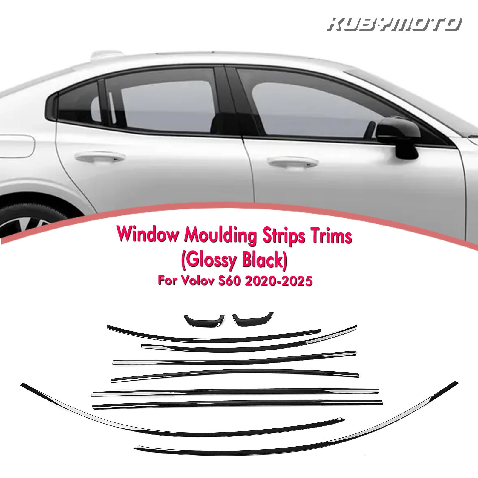 

10 шт. внешняя оконная рамка автомобиля, полоса, накладка, украшение для Volvo S60 2019-2025