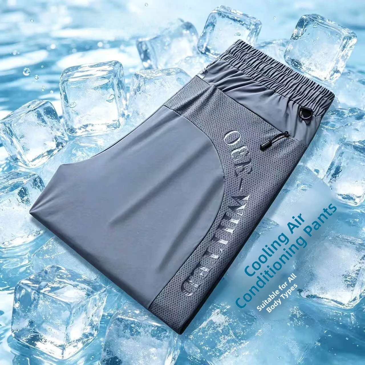 

Ice Silk Mesh Casual Pants Men's Summer Thin Quick Dry Sports Big Size Air Conditioning Pants Cuffed Long Pants Workwear