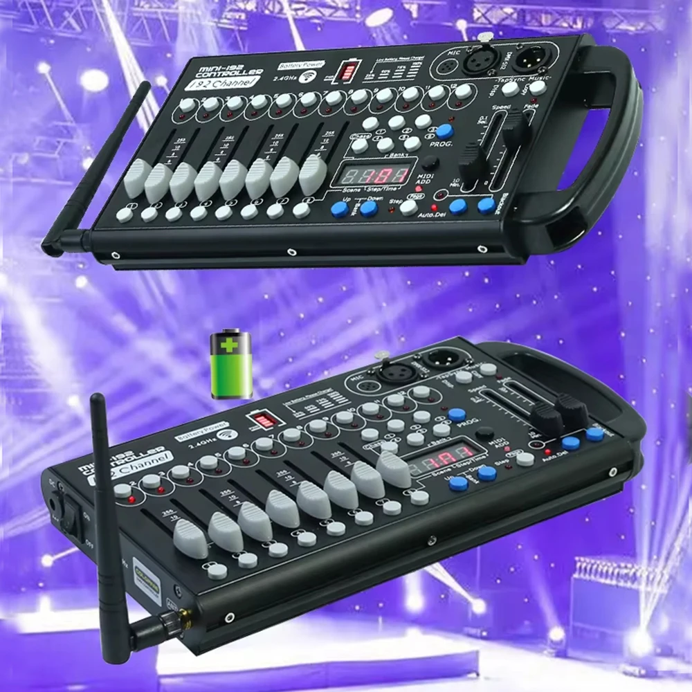 

192 Battery Wireless DMX Console 192CH Rechargeable Built in Battery Stage Light Effect Controller