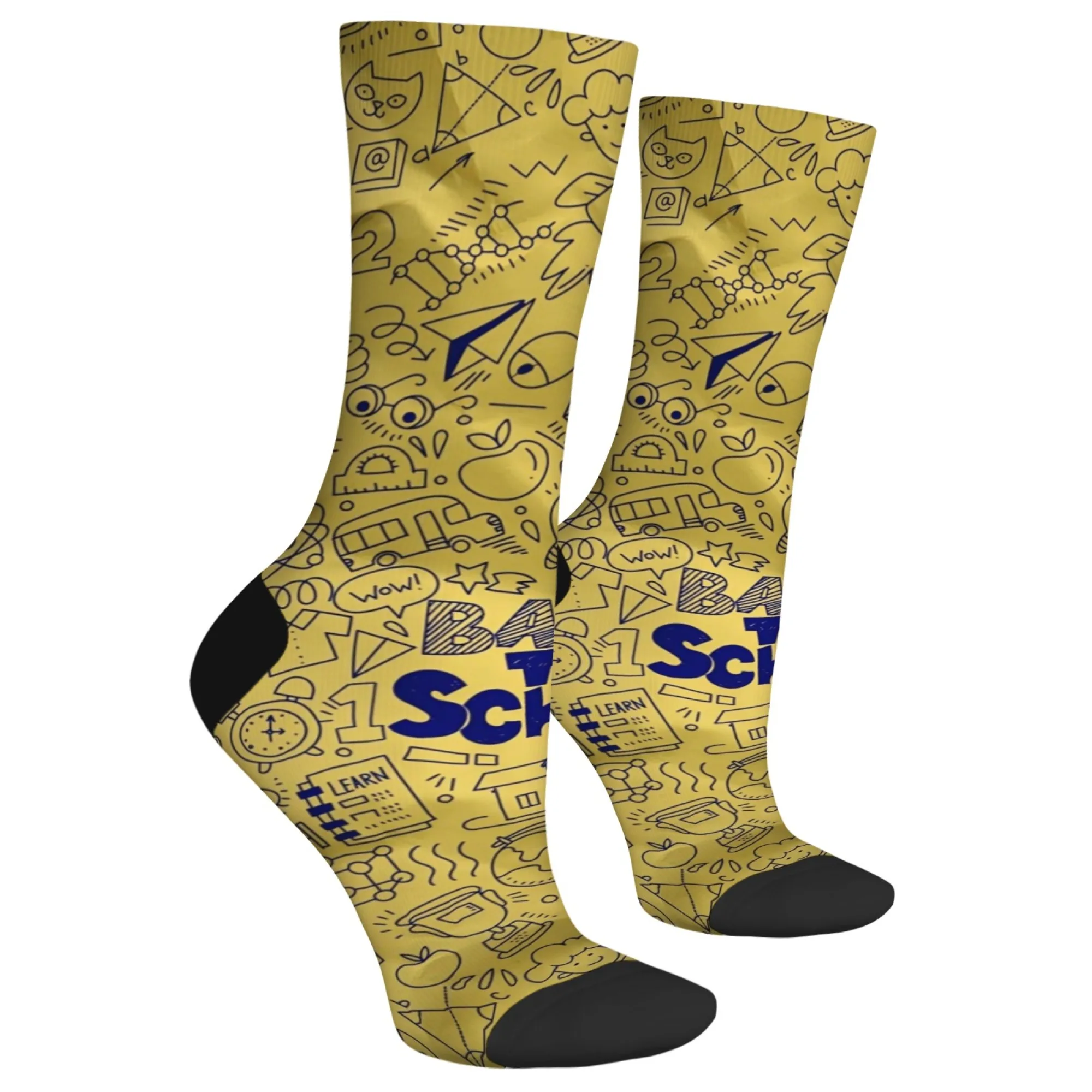 Campus element printed men's socks novelty Harajuku retro funny street hip-hop socks breathable non-slip socks party fun gift
