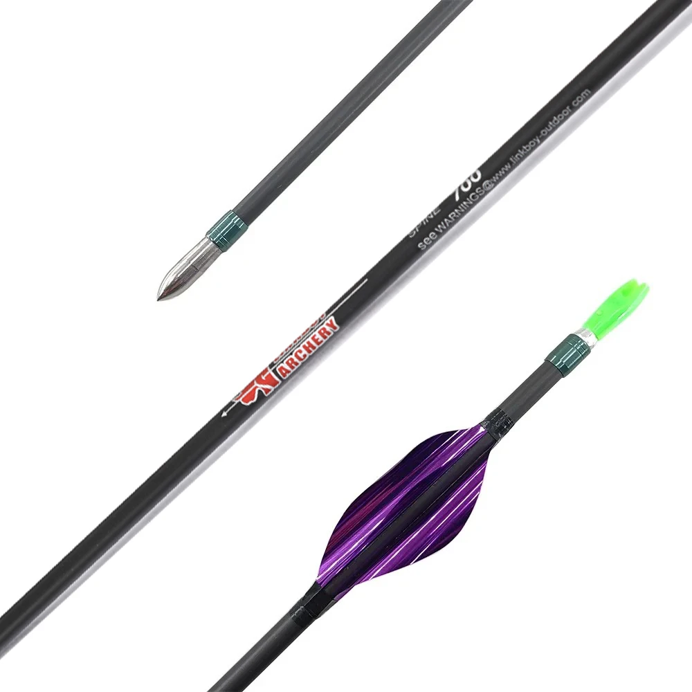 

Archery Pure Carbon Arrows ID4.2mm Spine350 - 1000 1.8inch spin Vanes 80gr Tips for Recurve Bow Shooting hunting 6/12pcs