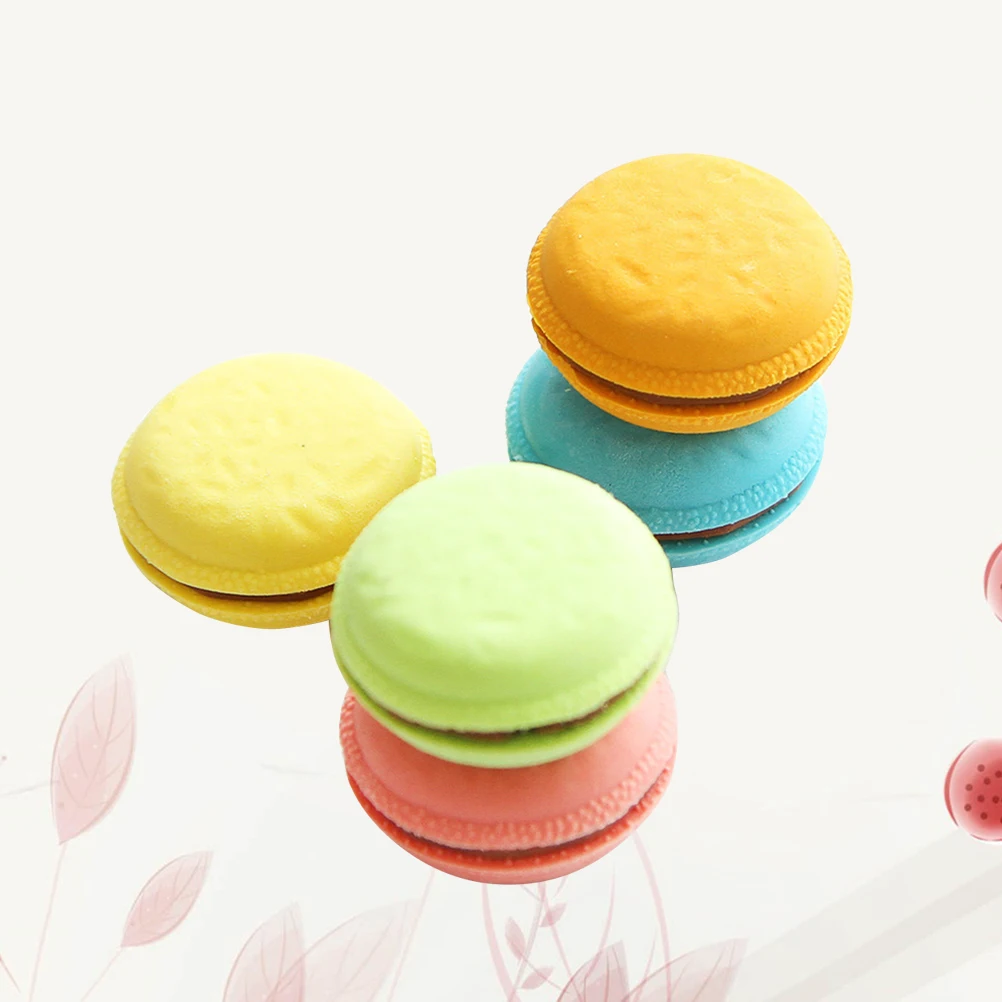 

5 Pcs Macaron Sandwich Cookie Shaped Erasers Novelty Kids School Supplies Cute Cartoon Stationery Gifts Easy Writing Drafting