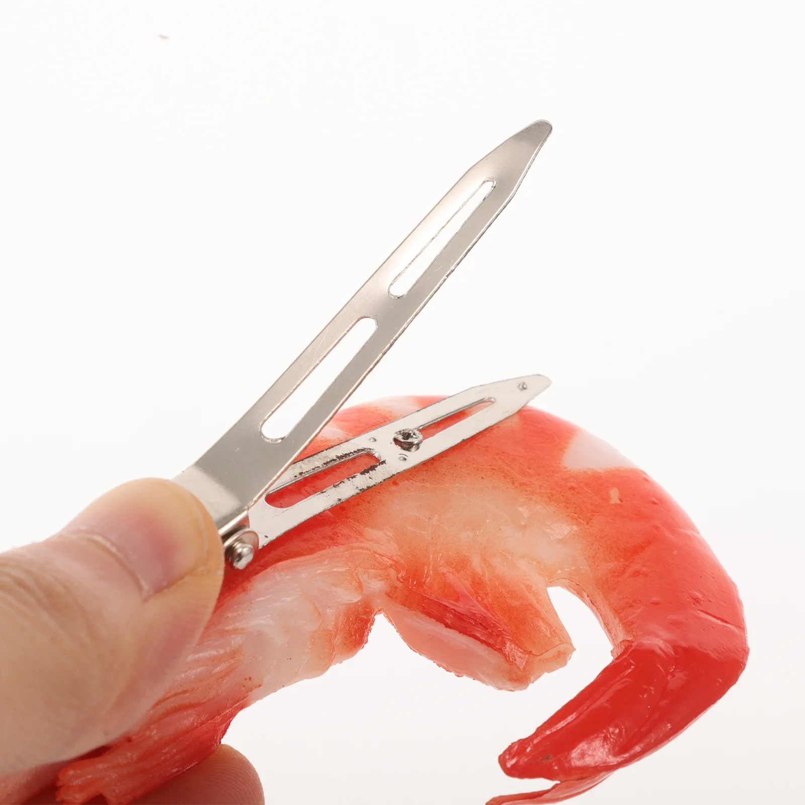 مشبك شعر مبتكر، صب الروبيان الواقعي، مشبك طعام مريح في الارتداء للحفلات وأعياد الميلاد والولائم والتسوق