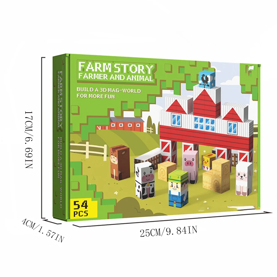 ファームストーリー 磁石式組み立てブロックおもちゃ。 子供向けの教育玩具、簡単に組み立てられる磁気ブロック玩具。