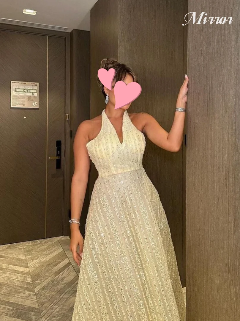 Vestido de lentejuelas con cuello en V, traje de espejo elegante, Vintage, Sexy, línea A, dulce, personalizado, Formal, para ocasiones de graduación, vestidos de fiesta de noche