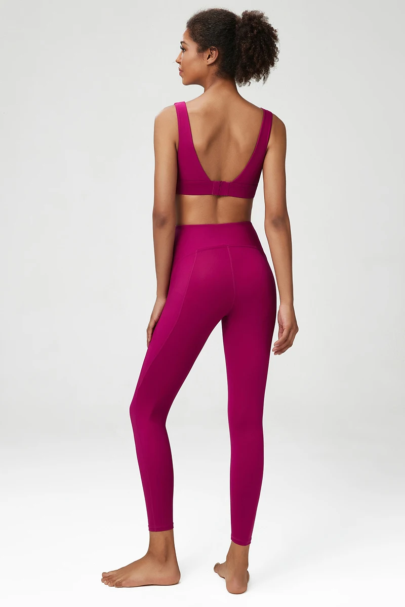 2/3 stück Fitness Yoga Set Frauen Einfarbig Stretch Sportlich Anzug Sexy Bh Zipper Jacke Hohe Taille Leggings Weibliche Sportswear – Detail 6