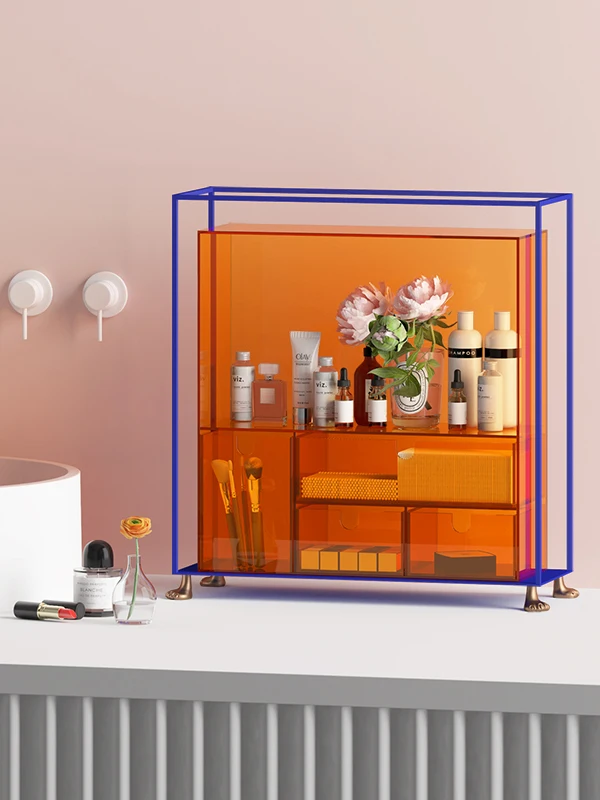 

Акриловый настольный органайзер для косметики и уходовых средств, пылезащитный, в скандинавском стиле, для дома и офиса