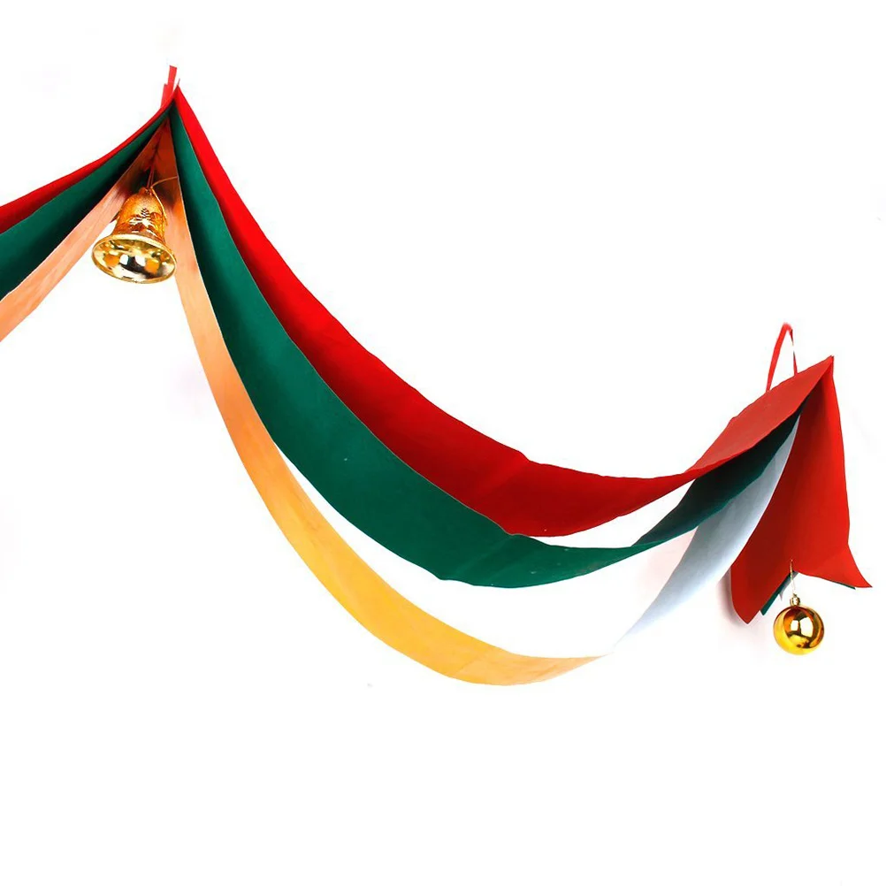 

Multicolor Christmas Hanging Bunting Bell Two Balls Ribbon Ceiling Decoration Xmas Festive Season Decor