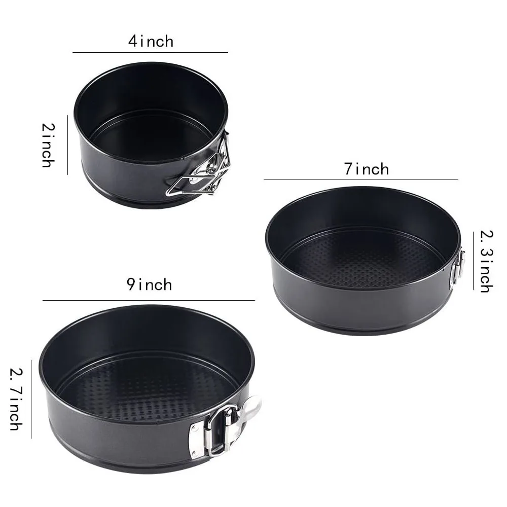 

Cake Molds 3pcs/set Kitchen Bakeware Leakproof Round Metal Non-Stick Removable Bottom Heat-Resistant Mousse Chiffon 4,7,9Inch